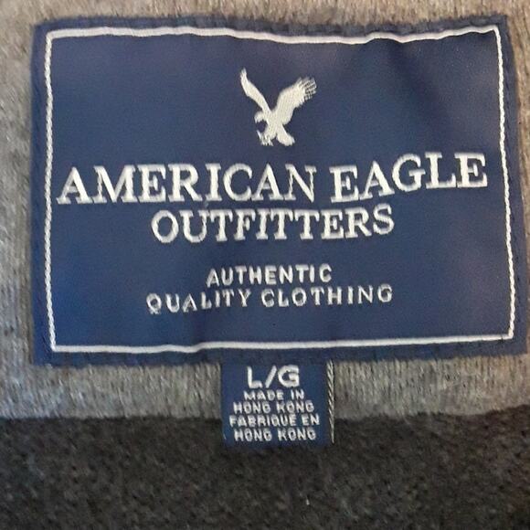 Mens Sz L Gray 1/4 Zip Ribbed Collar Y2K Grunge Preppy Sweater American Eagle - Picture 3 of 12